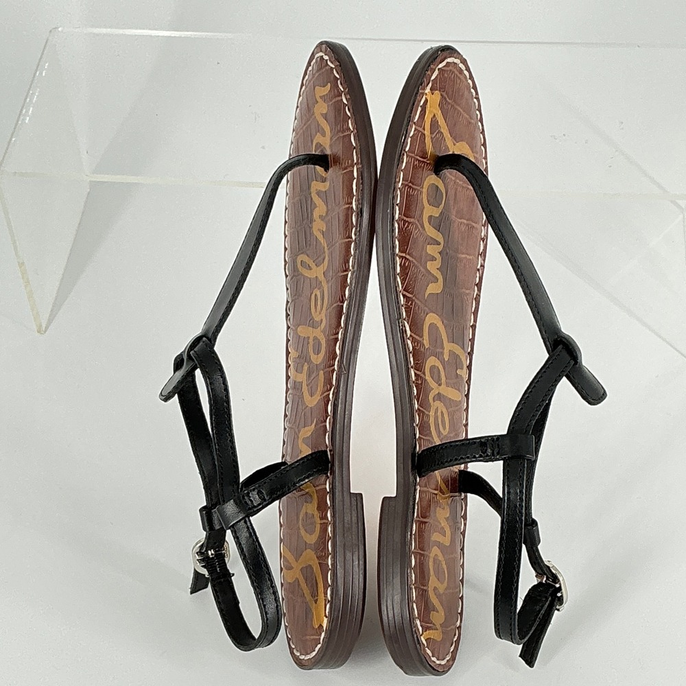 Sam Edelman Size 5.5 Black Leather T-Strap Thong Flat Sandals NEW Gigi $50 - Picture 10 of 12